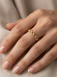 Anillo de oro 14k diseño de eslabón redondo entrelazado Mod LM5355