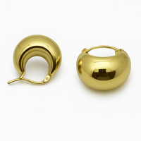 Aretes inflados en Oro amarillo 14k Chunky Hoops