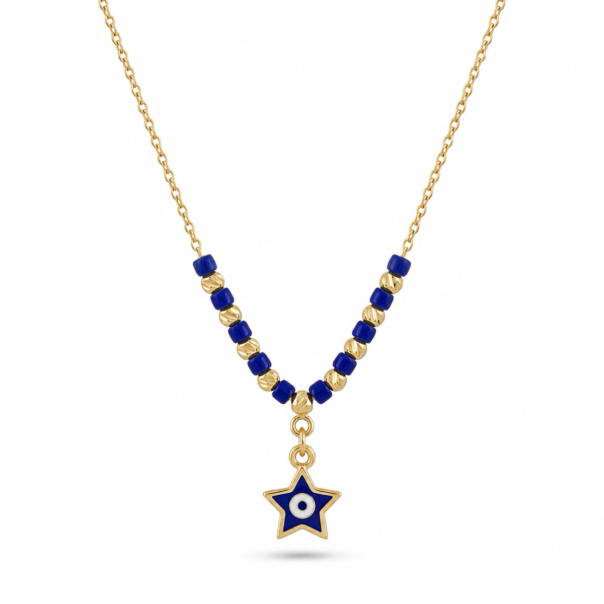 Gargantilla de oro 14k diseño de estrella con ojo turco kids Mod 5656 - 35 cm