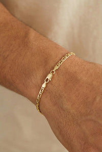 Pulsera ojo de tigre de oro 14k 21 cm x 3mm