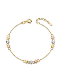 Pulsera de oro florentino 14k diseño de flores Mod LM5147 - 18 cm