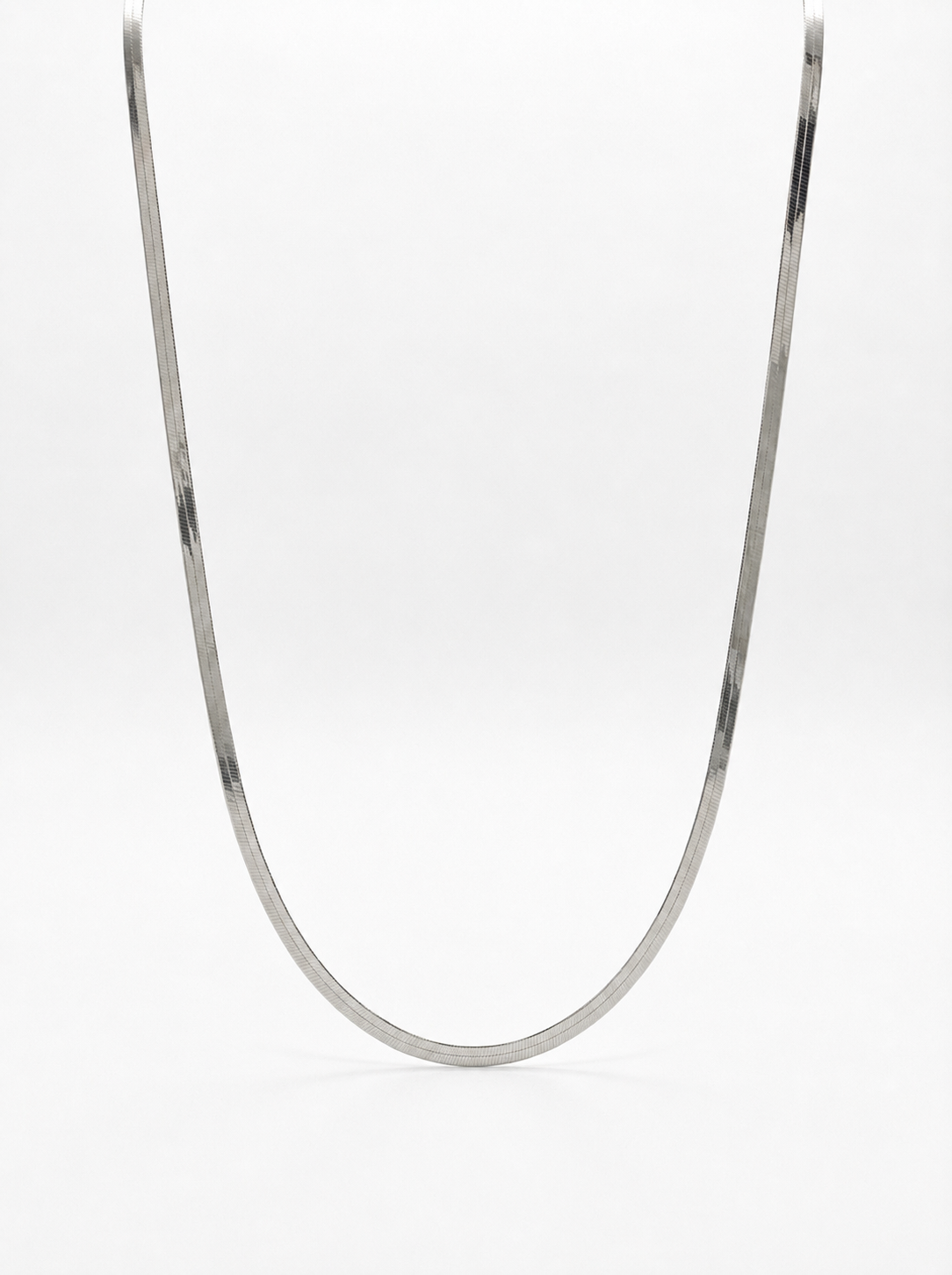Gargantilla de oro blanco 14k diseño panza de víbora hueca Mod LM 5609 40 cm x 2.5 mm