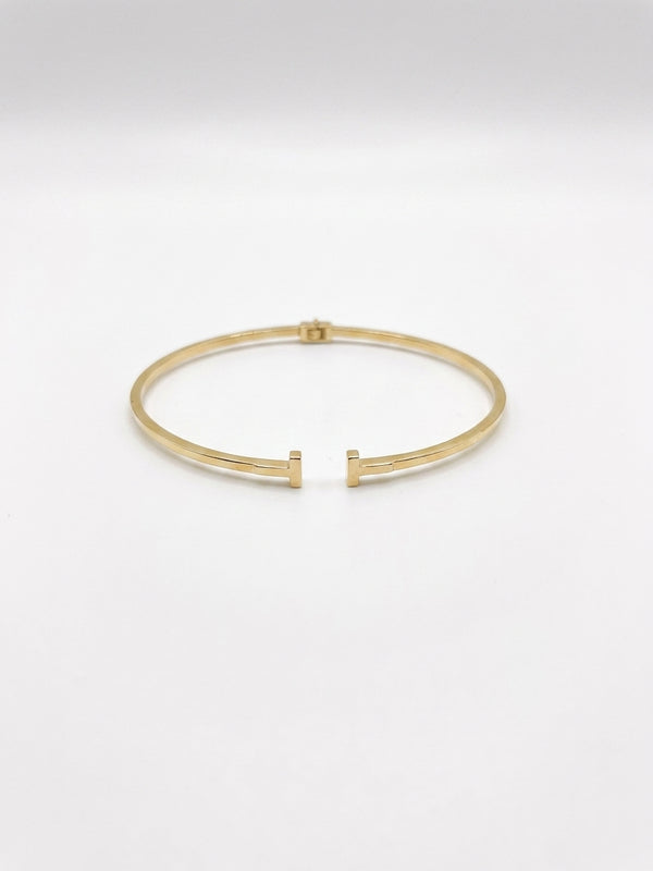 Brazalete de oro blanco 14k tipo diseñador hueco mod 5750 - 18 cm