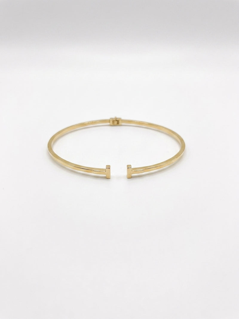 Brazalete de oro blanco 14k tipo diseñador hueco mod 5750 - 18 cm