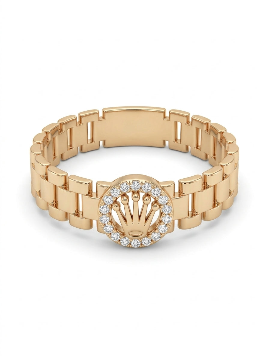 Anillo de oro 14k tipo diseñador con circonias delgado Mod 5840