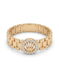 Anillo de oro 14k tipo diseñador con circonias delgado Mod 5840