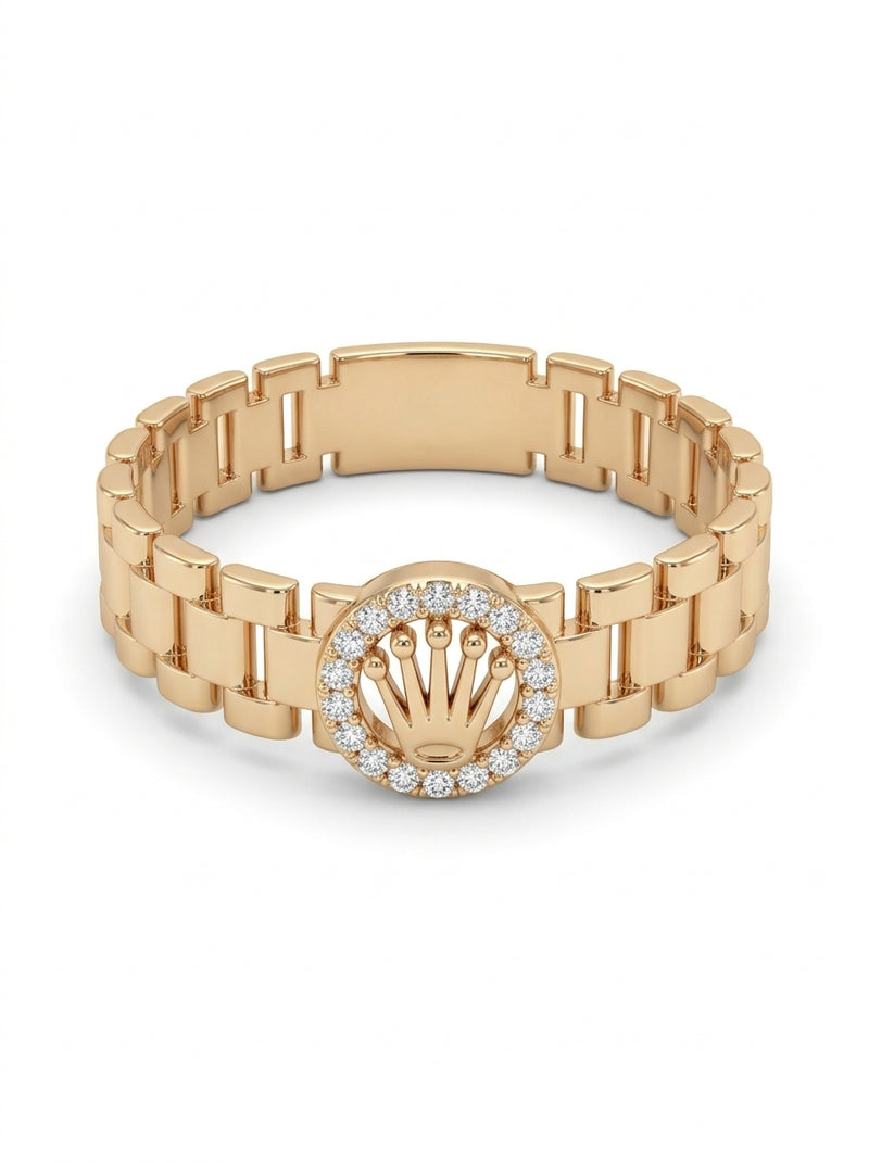 Anillo de oro 14k tipo diseñador con circonias delgado Mod 5840