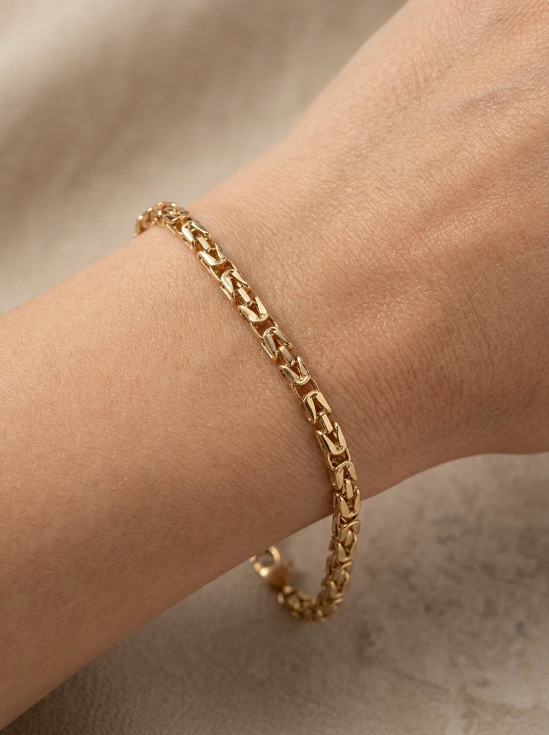Pulsera de oro amarillo 14k tejido especial mod 5511 18 cm