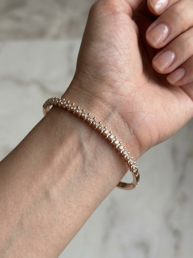 Brazalete de oro rosa 10k tipo diseñador mod 5711
