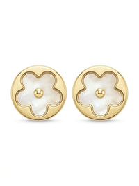Aretes de oro 14k diseño flor madre perla Mod LM5284