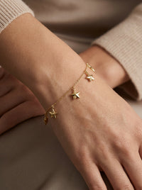 Pulsera de oro 14k diseño de estrellas Mod LM537 - 18 cm