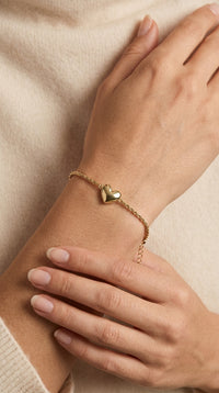 Pulsera de oro 14k tejido torsal con corazón inflado LM5090 - 18 cm