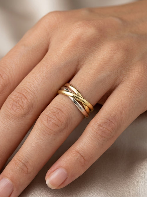 Anillo de oro florentino 14k diseño de entrelazado / trinity Mod LM5352