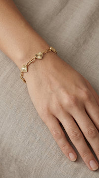 Pulsera de oro 14k con corazones Mod. 5014 - 18 cm