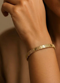 Brazalete de oro 14k de tipo diseñador fexible - 18 cm x 7 mm