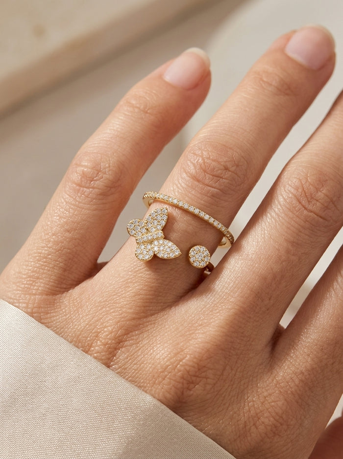 Anillo de oro 10k diseño de mariposa Mod 5529