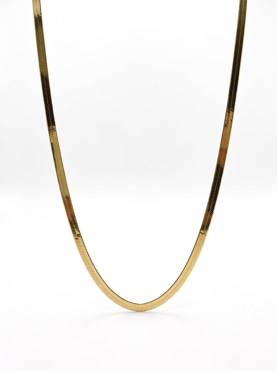 Gargantilla de oro amarillo 14k diseño panza de víbora hueca Mod LM 5608 40 cm x 2.5 mm