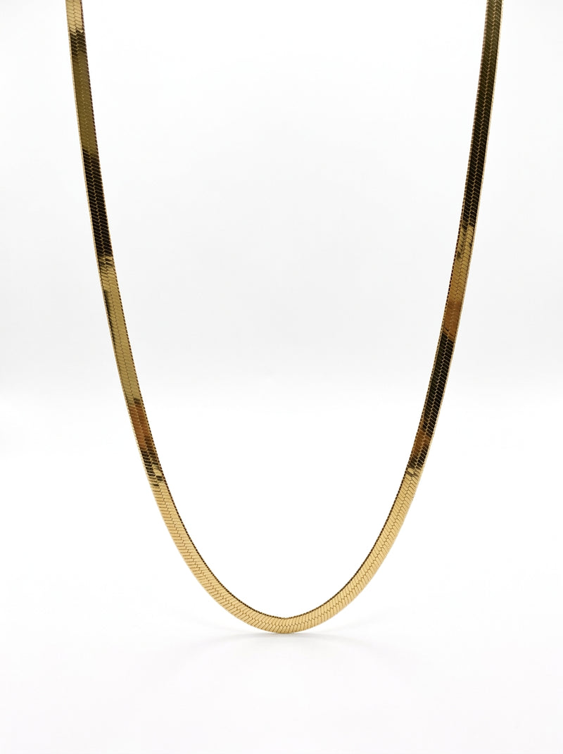Gargantilla de oro amarillo 14k diseño panza de víbora hueca Mod LM 5608 40 cm x 2.5 mm