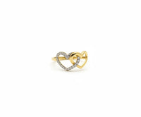 Anillo de corazones de oro 14k con incrustaciones de circonias