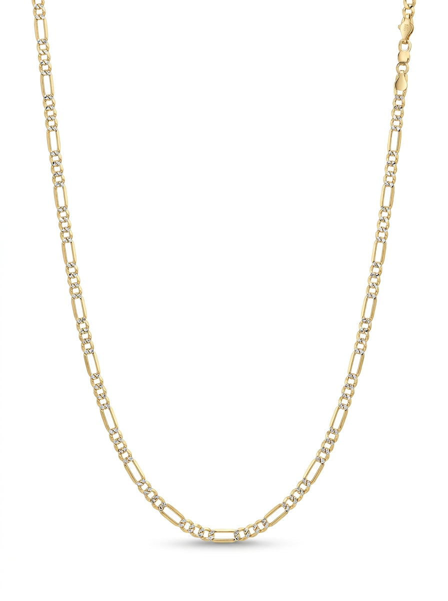 Cadena de oro 14k tejido 3x1 diamantada hueca mod 5827 - 4 mm