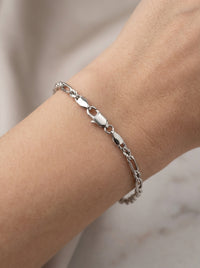 Pulsera de oro blanco 14k tejido fígaro Mod 5453 - 18 cm