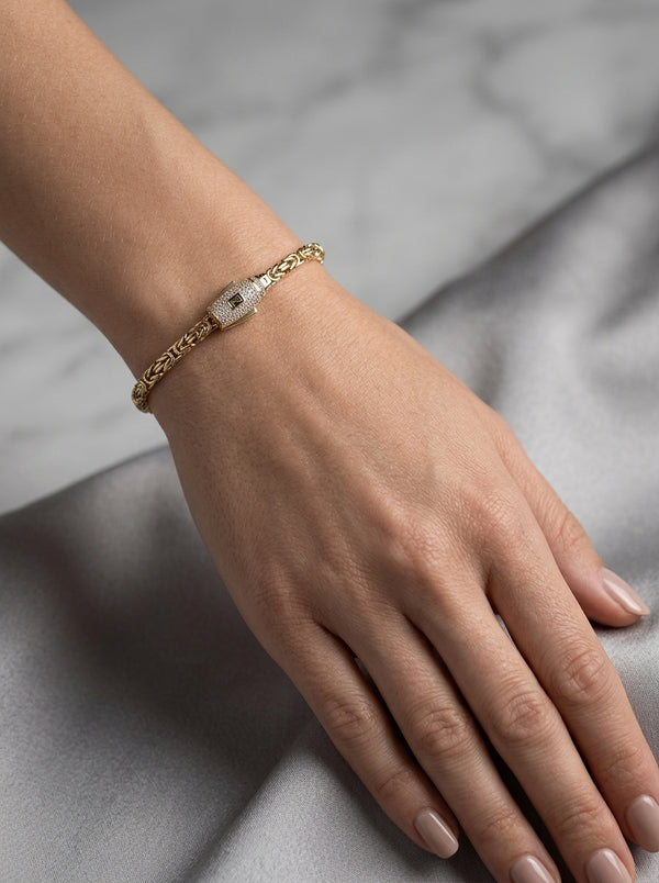 Pulsera de oro 10k tejido bizantino Mod LM5157 - 18 cm x 3 mm