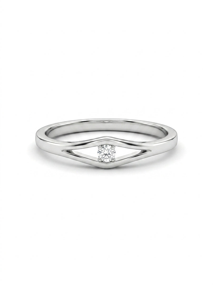 Anillo solitario de oro blanco 14k con diamantes naturales Mod 5470