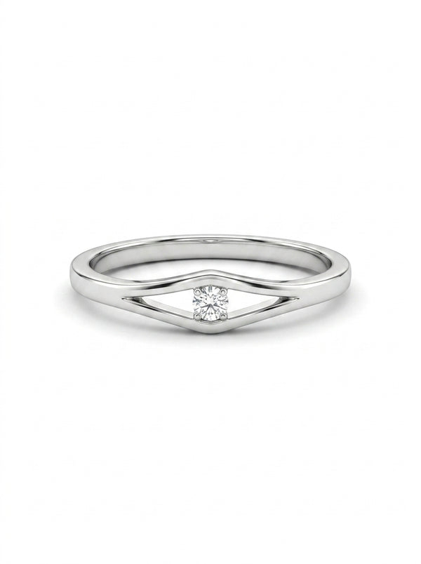 Anillo solitario de oro blanco 14k con diamantes naturales Mod 5470
