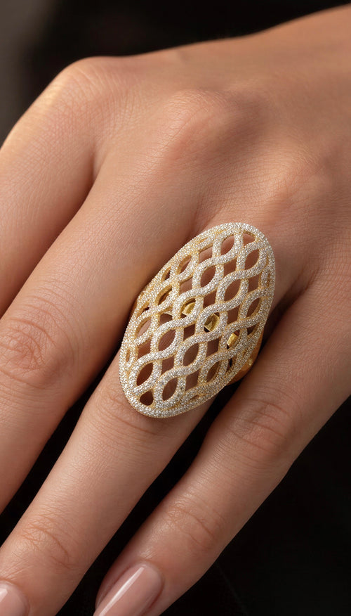 Anillo de panal royale de oro 14k