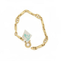 Pulsera 10K Oro Amarillo | Diseño Italiano de Eslabón Moderno -18 cm
