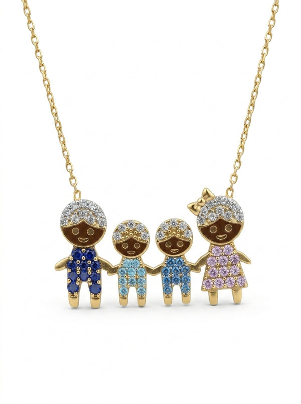 Gargantilla de oro 14k diseño familia mod 5217 - 45 cm
