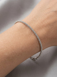 Pulsera de oro blanco 14k tejido popcorn mod 5507 18 cm x 2 mm