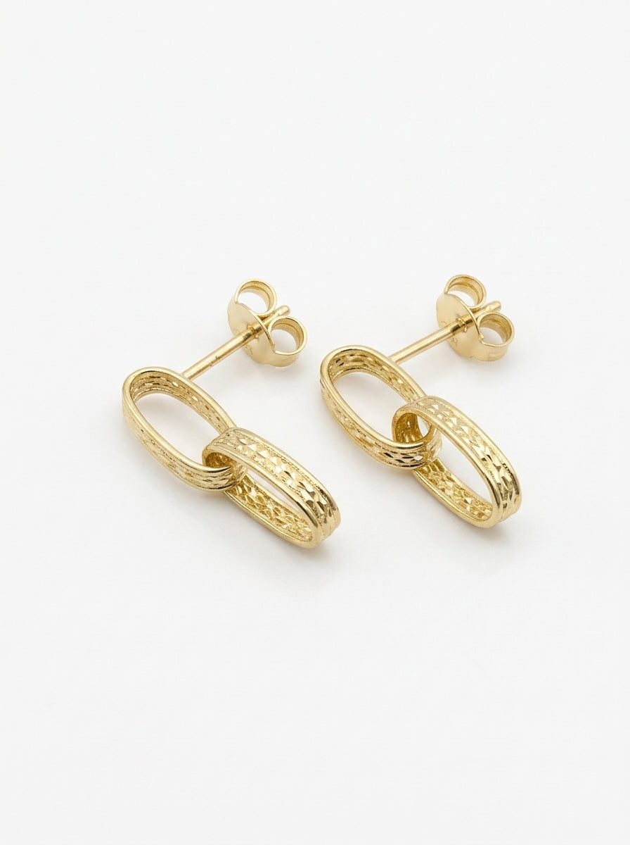 Aretes de oro 14k diseño eslabones texturizados Mod 5967 - 1.7 cm