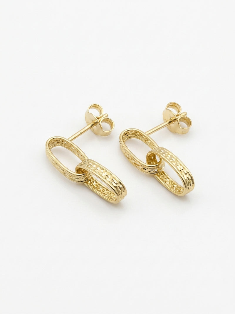Aretes de oro 14k diseño eslabones texturizados Mod 5967 - 1.7 cm