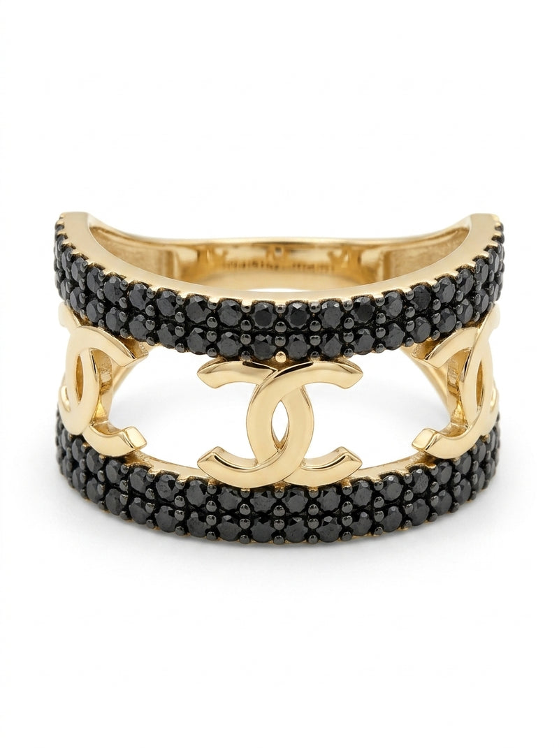 Anillo de oro 14k tipo diseñador con circonias Mod 5768 - 1 cm