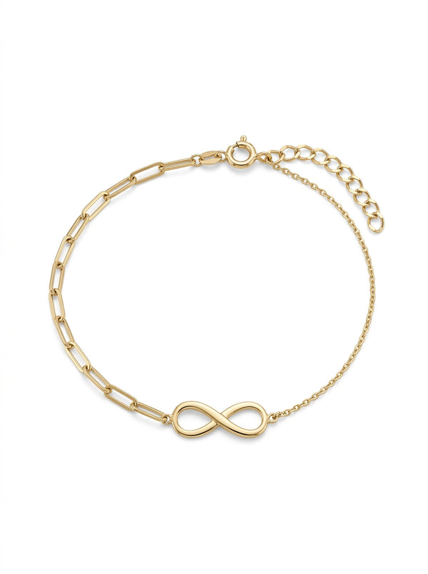 Pulsera de oro 14k diseño de infinito con tejido Mod 5160 - 18 cm