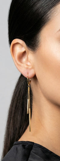Aretes de barras largas en Oro 14k