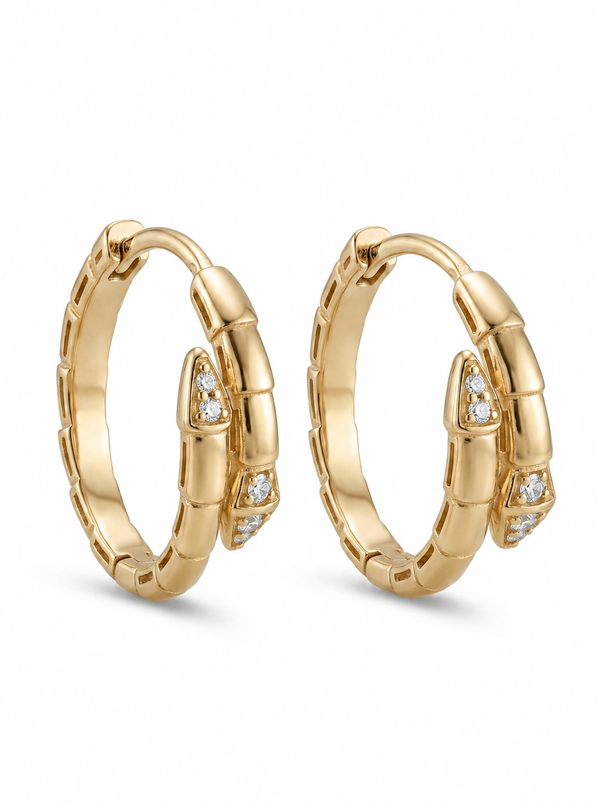 Arracadas de oro 14k tipo diseñador diseño de serpiente Mod 5690