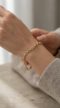 Pulsera de Eslabones Mixtos en Oro 14K LM5067 - 18 cm