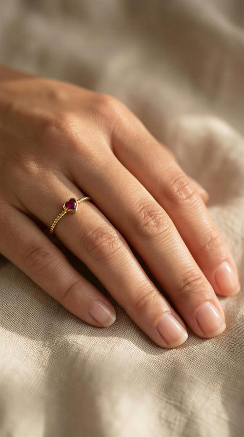 Anillo de oro 14k de corazones rosa Mod 5051