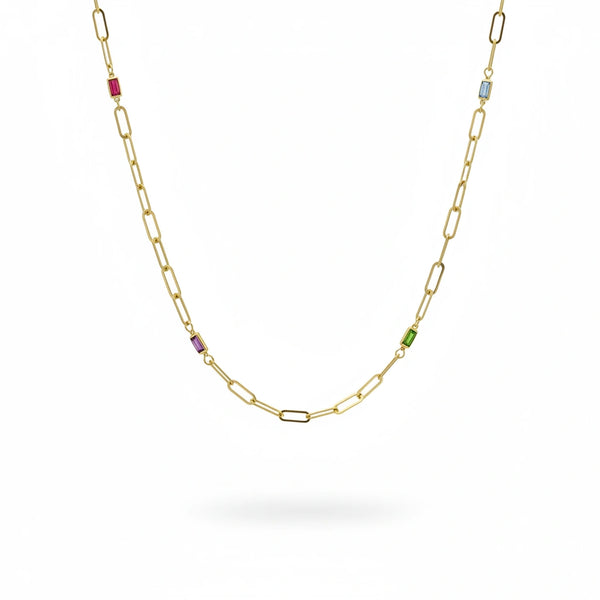 Gargantilla de clip de oro 14k con circonias 45 cm