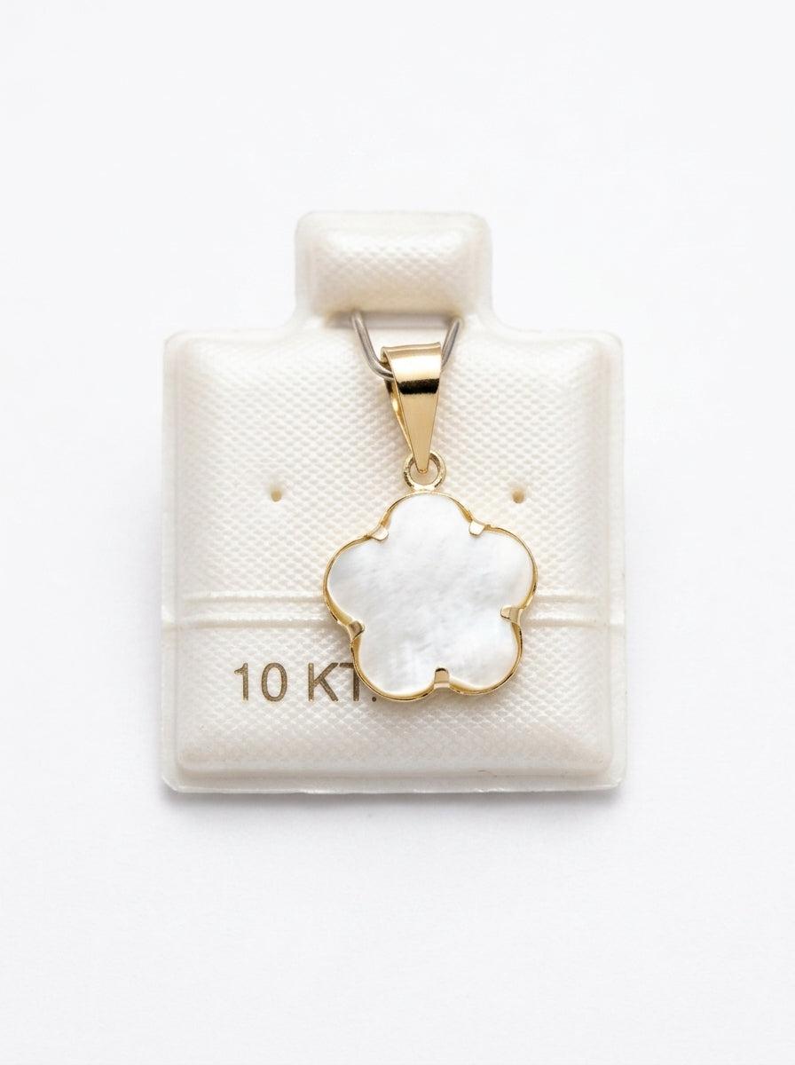 Dije de oro 10k delgado diseño flor de perla Mod 5674