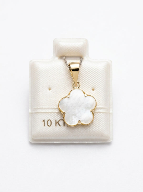 Dije de oro 10k delgado diseño flor de perla Mod 5674