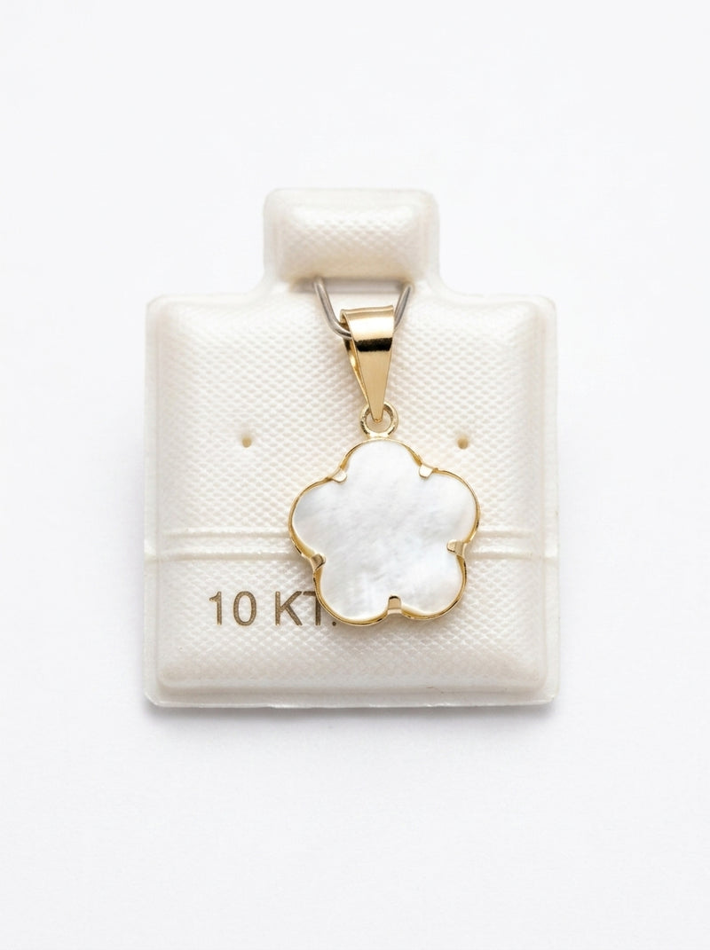 Dije de oro 10k delgado diseño flor de perla Mod 5674