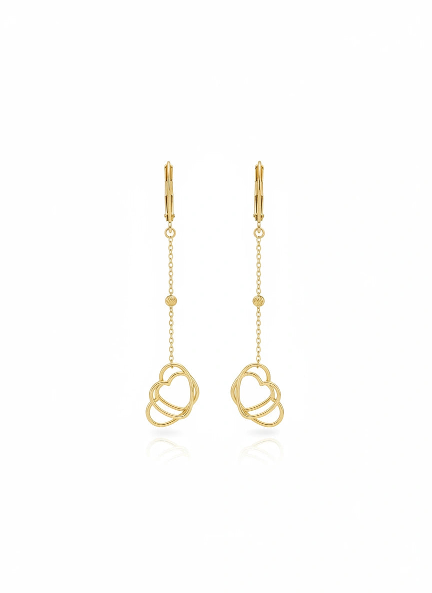 Aretes de corazones entretejidos en Oro 14k