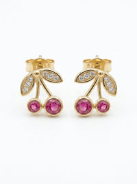Aretes de oro 14k diseño de cerezas LM5230