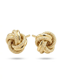 Aretes de oro 14k diseño de nudo doble texturizado Mod 5707