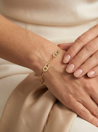 Pulsera de oro 10k tipo diseñador Mod LM5178- 18 cm