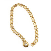 Pulsera de oro 10k tejido clásico con broche de botón - 18 cm