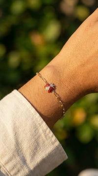 Pulsera de oro 10k de clip con catarina - 18 cm